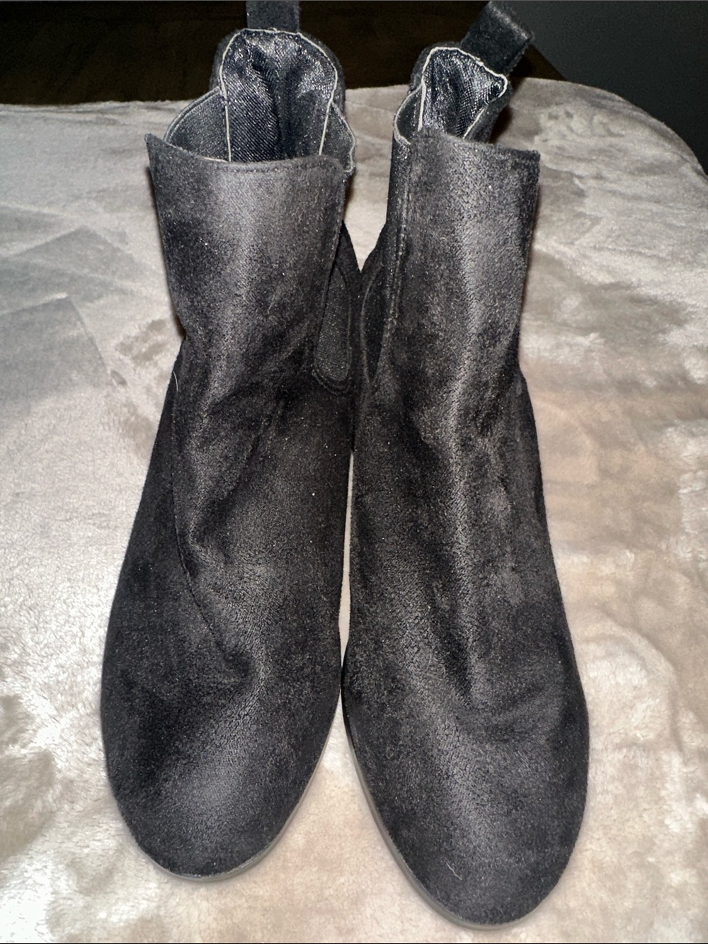 SHEIN Black Faux Suede Chelsea Ankle Boots
